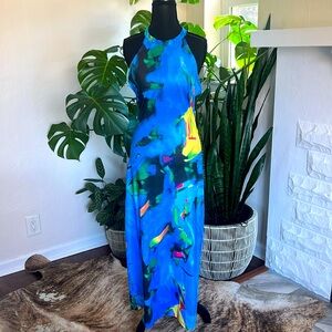 RESORT WEAR! Fun and colorful multi color printed dress with cut out back